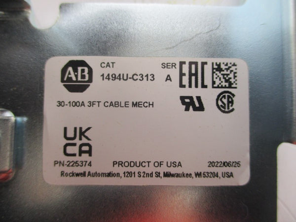 ALLEN BRADLEY 1494U-C313 SER. A 30-100A 3FT (BR/WH) NSMP