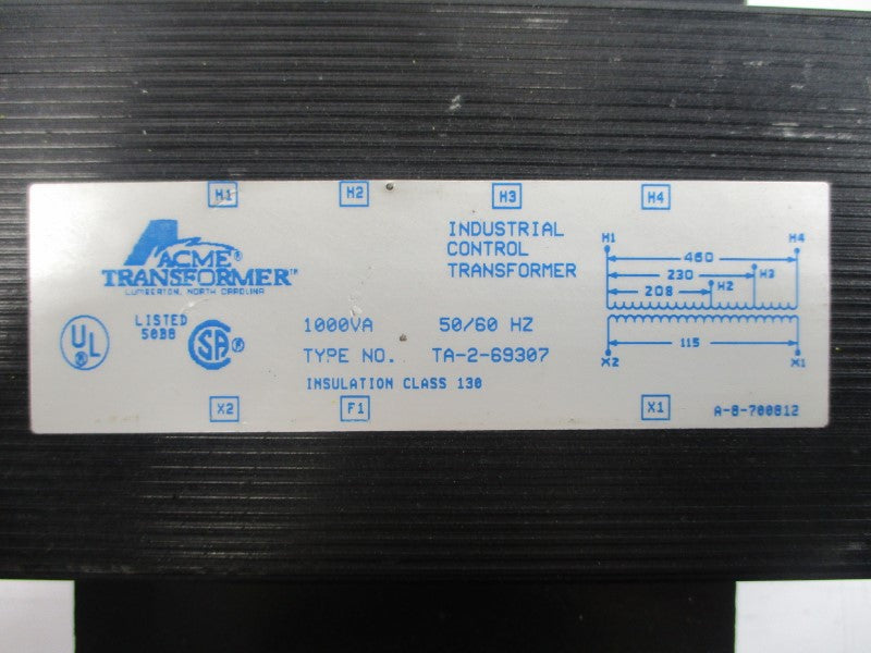 ACME TRANSFORMER TA-2-69307 460V (AS PICTURED) UNMP
