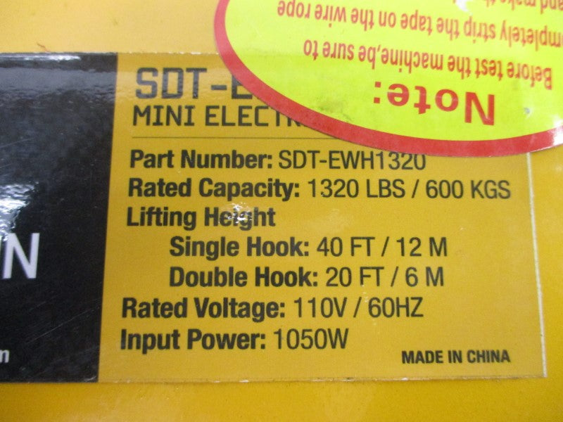 AFFORDABLE TOOLS SDT-EWH1320 110V 1320LBS NSMP