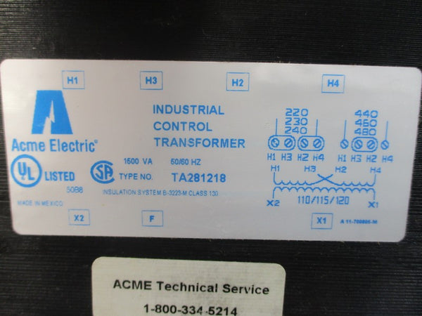 ACME TRANSFORMER TA281218 480V NSMP