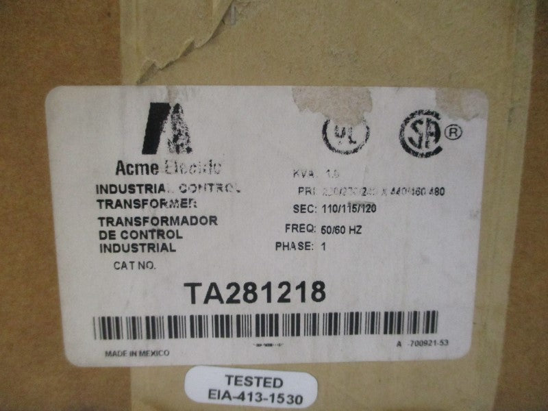 ACME TRANSFORMER TA281218 480V NSMP