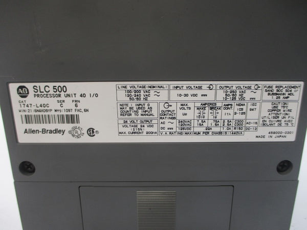 ALLEN BRADLEY 1747-L40C SER. C F/W 6 10-30VDC 15A (AS PICTURED) UNMP