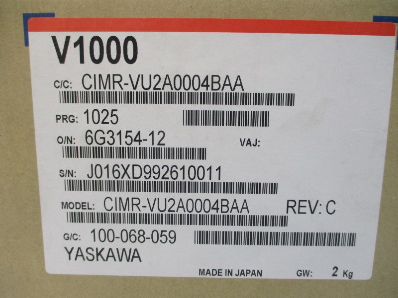 YASKAWA ELECTRIC CIMR-VU2A0004BAA 200-240VAC 3.9/2.9A REV. C NSMP