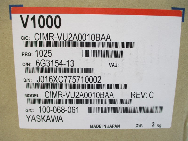 YASKAWA ELECTRIC CIMR-VU2A0010BAA 200-240VAC 10.8/7.5A REV. C NSMP