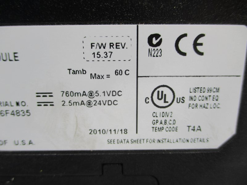 ALLEN BRADLEY 1756-M08SE SER. B F/W 15.37 24VDC NSNP