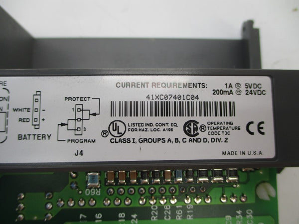 ALLEN BRADLEY 1747-L541 SER. C F/W 4 24VDC 1A ( NO DOOR/NO KEY) NSNP