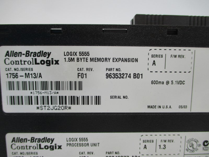 ALLEN BRADLEY 1756-L55 SER. A F/W 1.3 24VDC REV. H01 NSNP