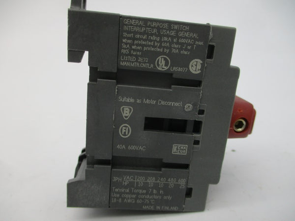 ABB OT32E3 1SCA022283R9010 600VAC 40A NSMP