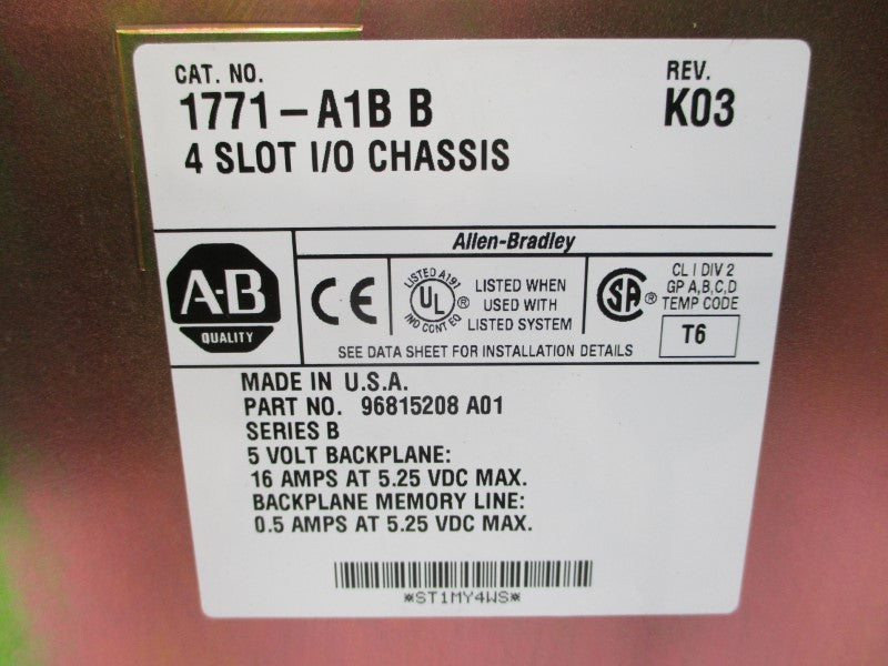 ALLEN BRADLEY 1771-A1B SER. B 5.25VDC 16A REV. K03 NSMP