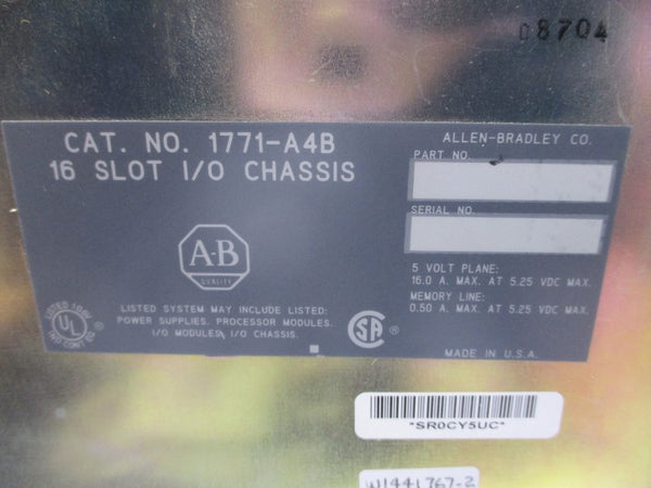 ALLEN BRADLEY 1771-A4B SER. A 5.25VDC 16.0A REMAN