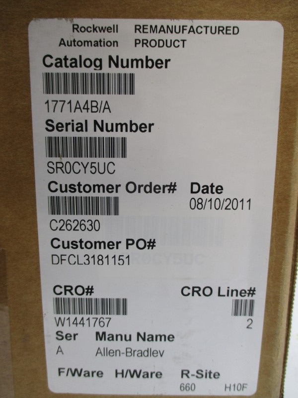 ALLEN BRADLEY 1771-A4B SER. A 5.25VDC 16.0A REMAN