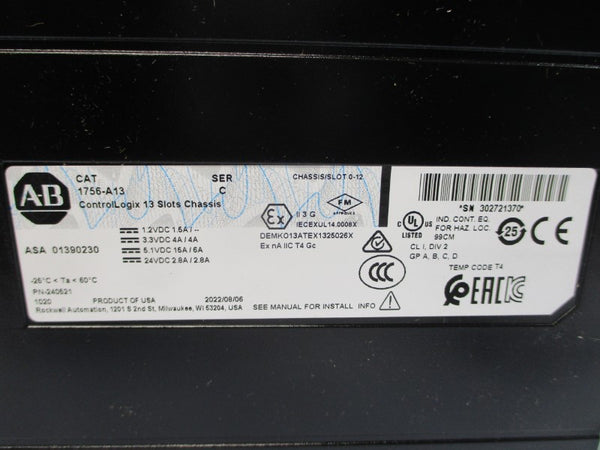 ALLEN BRADLEY 1756-A13 SER. C F/W N 24VDC 2.8A NSMP