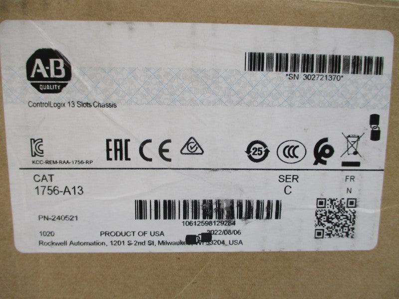 ALLEN BRADLEY 1756-A13 SER. C F/W N 24VDC 2.8A NSMP