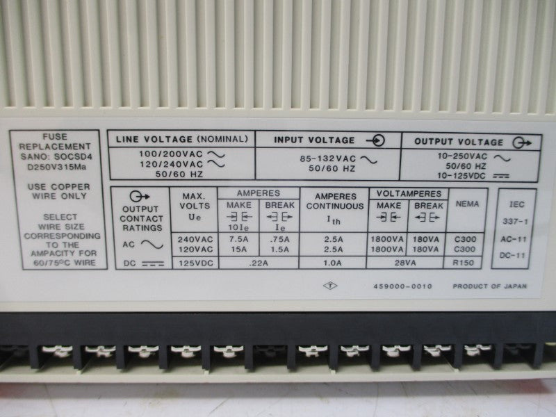 ALLEN BRADLEY 1745-LP101 SER. D F/W 5 85-132VAC 15A NSMP