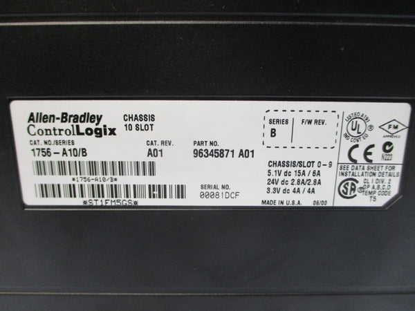 ALLEN BRADLEY 1756-A10 SER. B 24VDC 15A REV. A01 UNMP