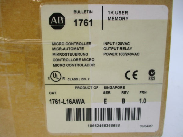 ALLEN BRADLEY 1761-L16AWA SER. E F/W 1.0 100/240VAC REV. B NSMP
