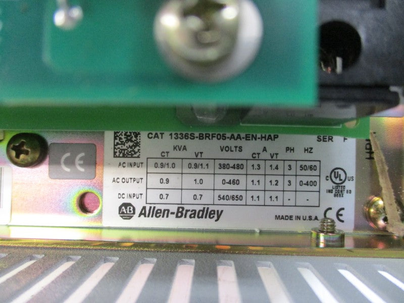 ALLEN BRADLEY 1336S-BRF05-AA-EN-HAP SER. F F/W 5.01 380-480VAC 1.3/1.4A REMAN