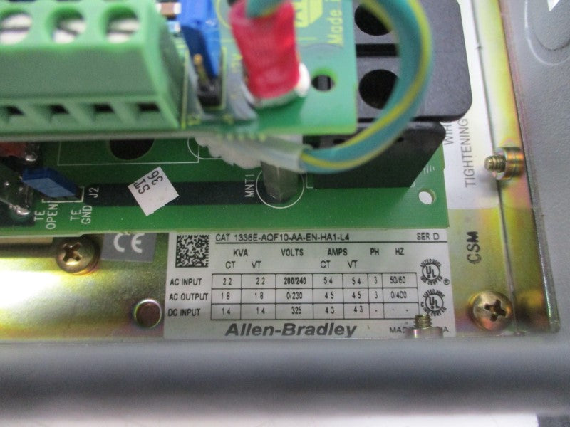ALLEN BRADLEY 1336E-AQF10-AA-EN-HA1-L4 SER. D 200/240VAC 5.4A NSNP