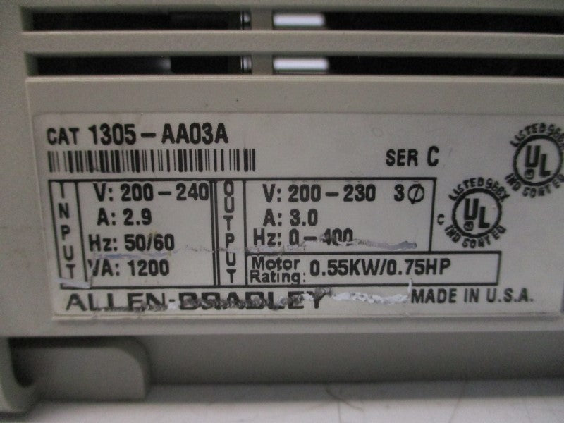 ALLEN BRADLEY 1305-AA03A SER. C 200-240V 2.9A UNMP