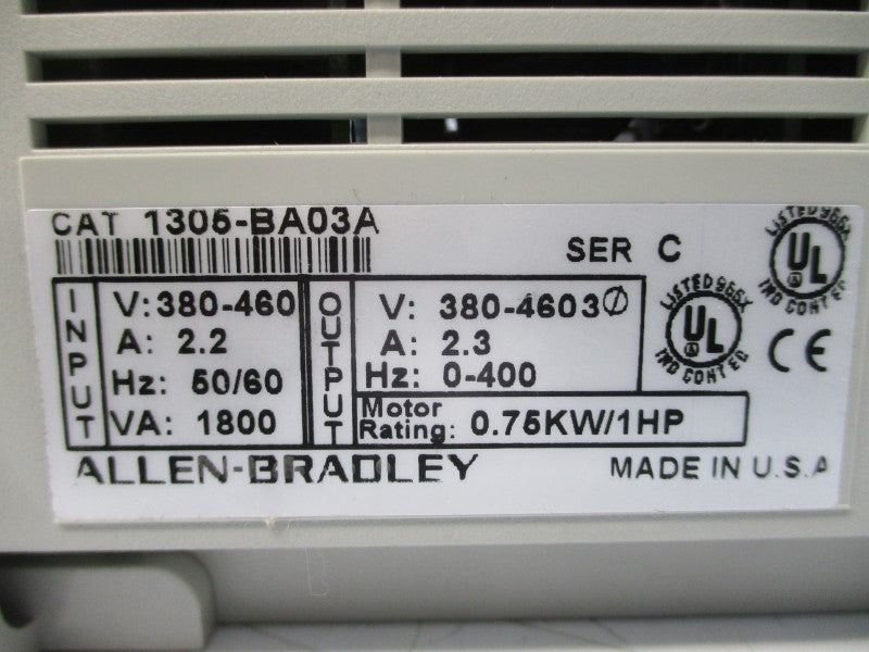 ALLEN BRADLEY 1305-BA03A SER. C 380-460V 2.2A NSNP