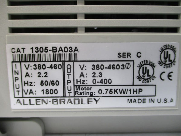 ALLEN BRADLEY 1305-BA03A SER. C 380-460V 2.2A (AS PICTURED1) NSNP