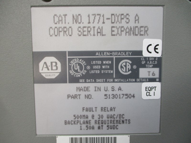 ALLEN BRADLEY 1771-DXPS SER. A 30VAC/DC 1.50A NUPI