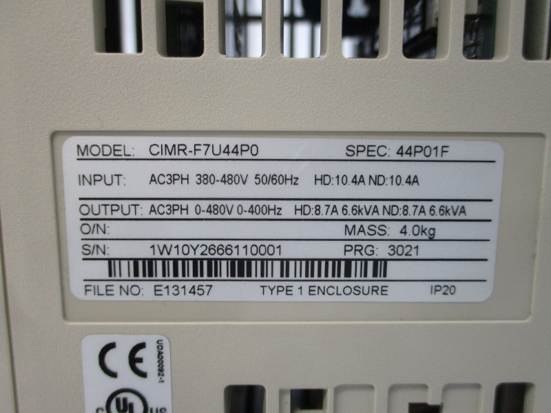 YASKAWA CIMR-F7U44P0 380-480VAC 10.4A NSMP