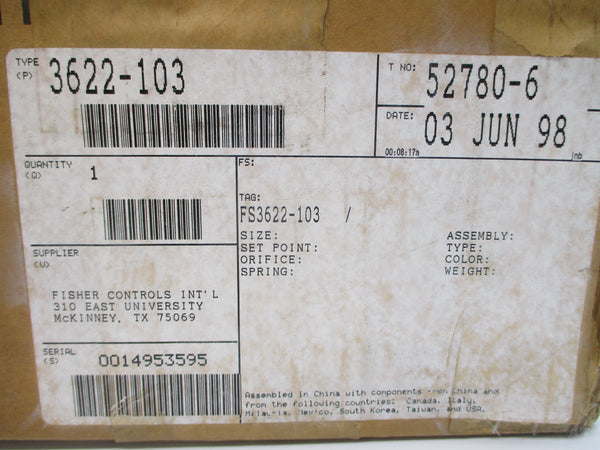 FISHER 3622-103 30VDC NSMP