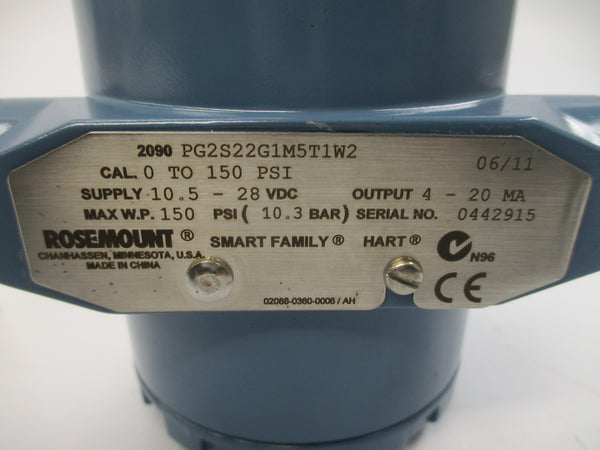 ROSEMOUNT 2090PG2S22G1M5T1W2 10.5-28VDC 150PSI NSNP