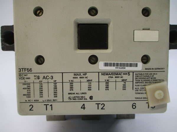 SIEMENS 3TF56 SIZE 5 110/120V 400A UNMP