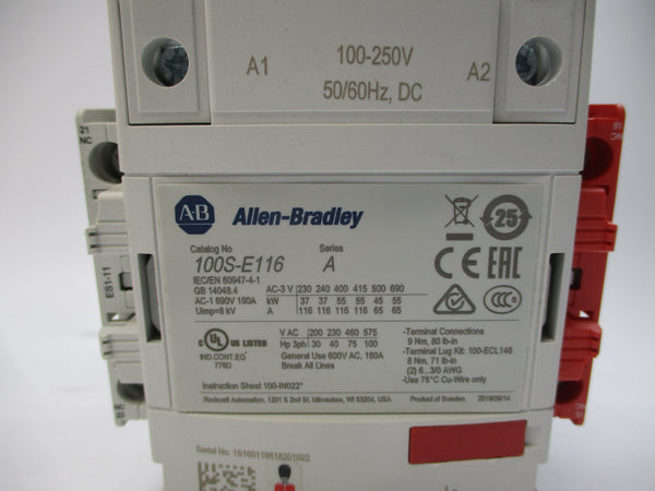 ALLEN BRADLEY 100S-E116KD12C SER. A 100-250VAC/DC 160A (BR/WH) NSMP
