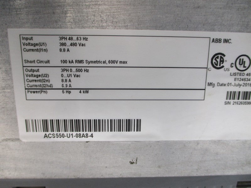 ABB ACS550-U1-08A8-4 380-480VAC 8.8A UNMP