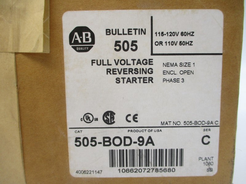 ALLEN BRADLEY 505-BOD-9A SER. C 110/115-120V 27A (BR/WH) NSMP