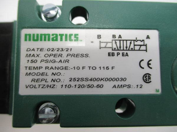 NUMATICS 252SS400K000030 110-120V .12A 150PSI NSNP