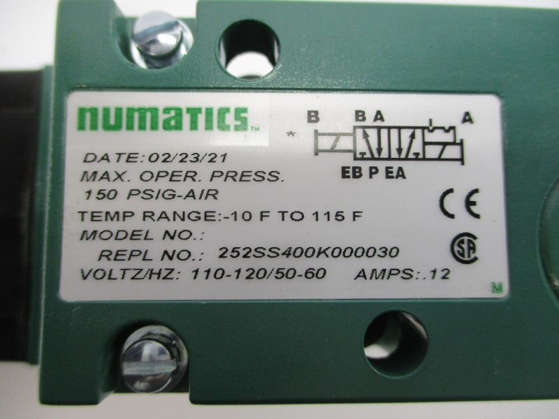 NUMATICS 252SS400K000030 110-120V .12A 150PSI NSNP