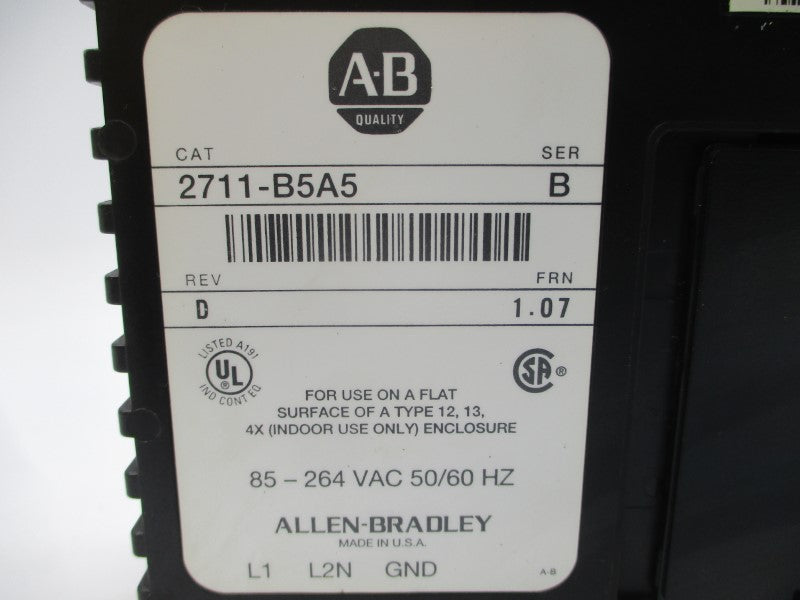 ALLEN BRADLEY 2711-B5A5 SER. B F/W 1.07 85-264VAC REV. D UNMP