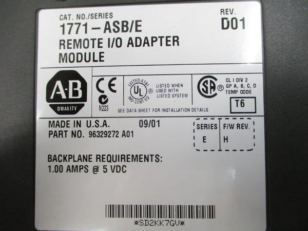 ALLEN BRADLEY 1771-ASB SER. E F/W H 5VDC 1.00A REV. D01 NSMP