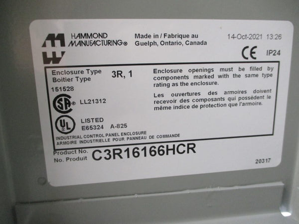 HAMMOND MANUFACTURING C3R16166HCR NSMP