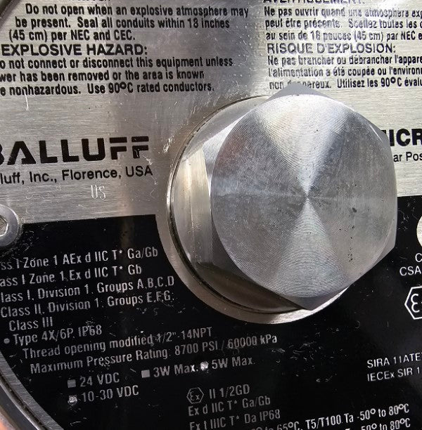 BALLUFF BTL7-E501-M0152-J-DEXC-TA12 BTL2E9K 10-30VDC 8700PSI 1/2" NSNP