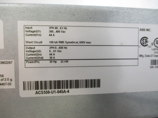 ABB ACS550-U1-045A-4 3AUA0000011038 380-480VAC 44A NSMP