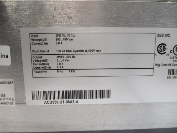 ABB ACS550-U1-08A8-4 3AUA0000002186 380-480VAC 8.8A NSMP