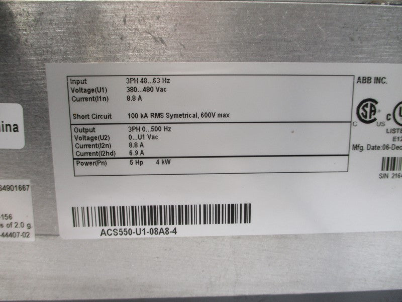 ABB ACS550-U1-08A8-4 3AUA0000002186 380-480VAC 8.8A NSMP