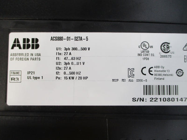 ABB ACS880-01-027A-5 3AUA0000143747 380-500V 27A NSMP