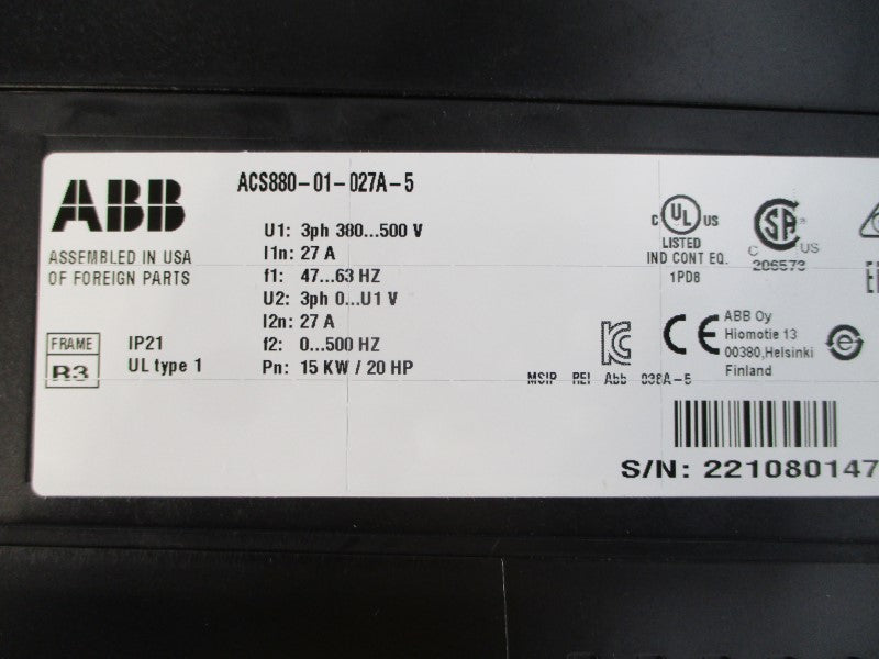 ABB ACS880-01-027A-5 3AUA0000143747 380-500V 27A NSMP