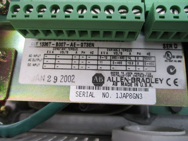 ALLEN BRADLEY 1336T-B007-AE-GT3EN SER. D 380-480VAC 14A UNMP