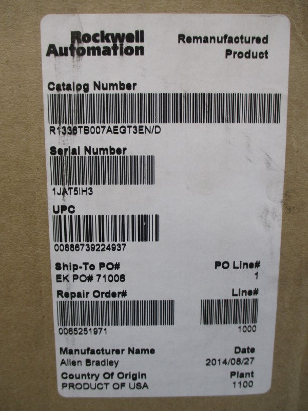 ALLEN BRADLEY 1336T-B007-AE-GT3EN SER. D 380-480VAC 14A REMAN
