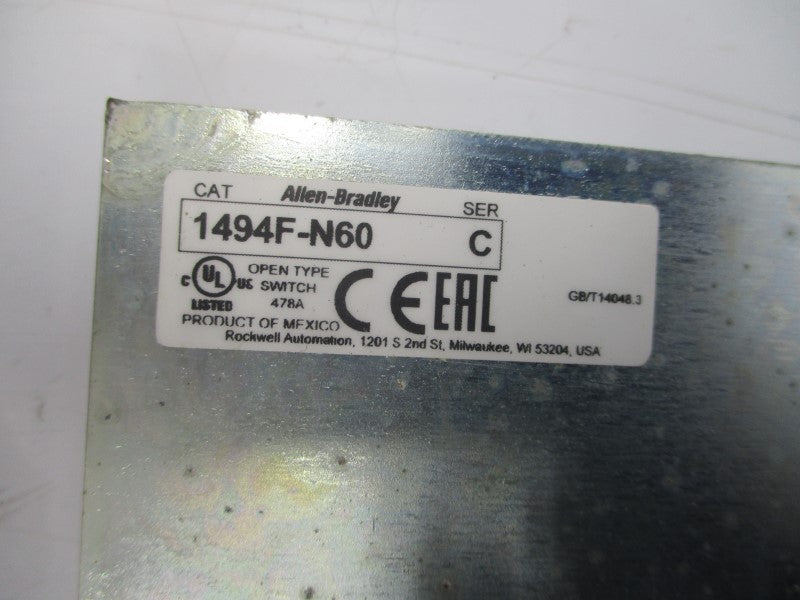 ALLEN BRADLEY 1494F-N60 SER. C 600VAC 60A (BR/WH) NSMP