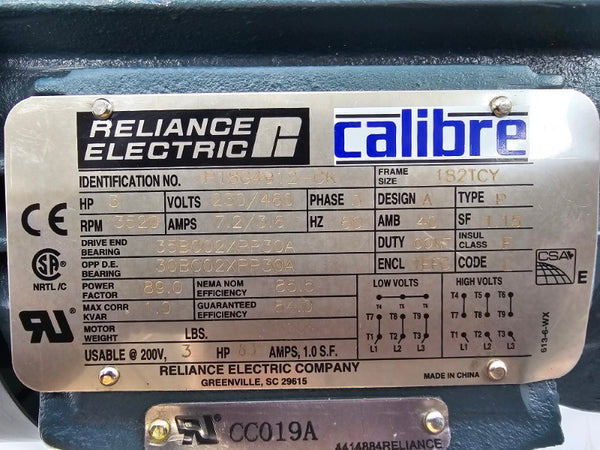 RELIANCE ELECTRIC P18G4912-CK 230/460V 7.2/3.6A NSNP