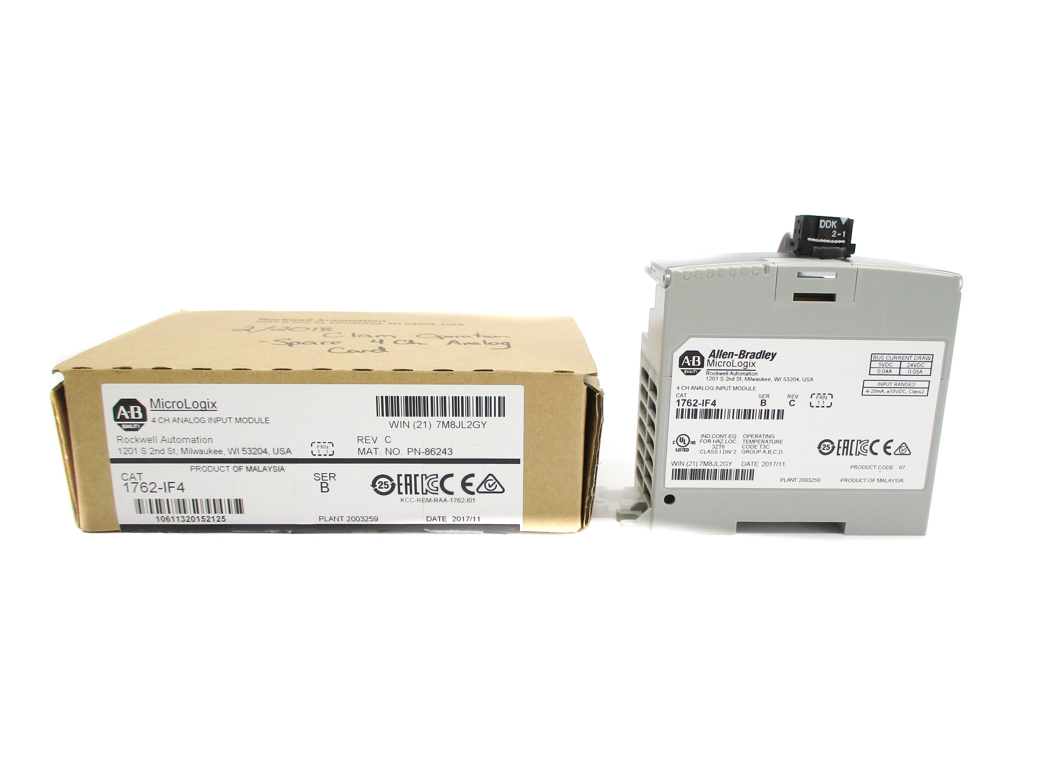 ALLEN BRADLEY 1762-IF4 SER. B F/W 1.1 24VDC 0.05A NSMP