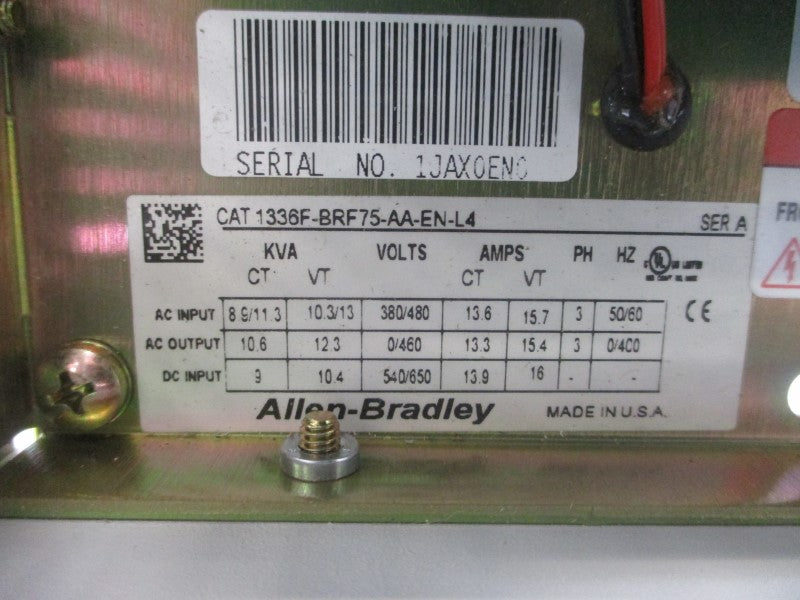 ALLEN BRADLEY 1336F-BRF75-AA-EN-L4 SER. A 540/650VAC 16A NSNP
